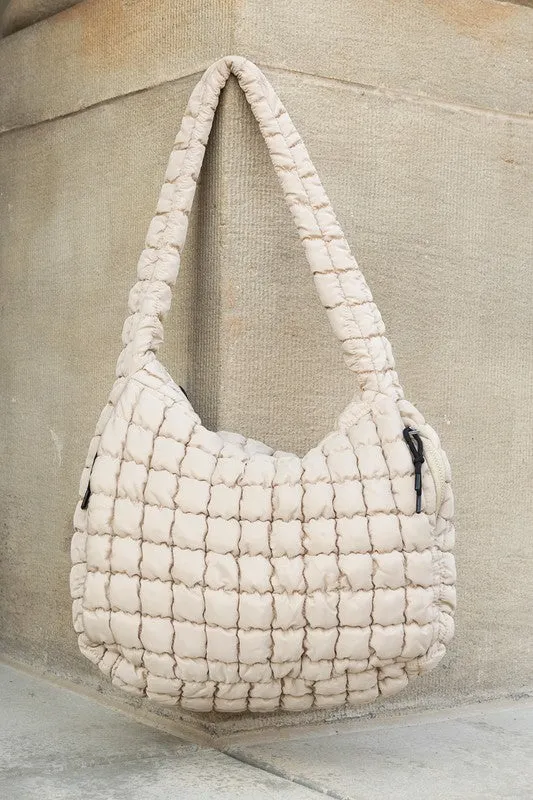 Stylish Quilted Puffer Nylon Tote Bag