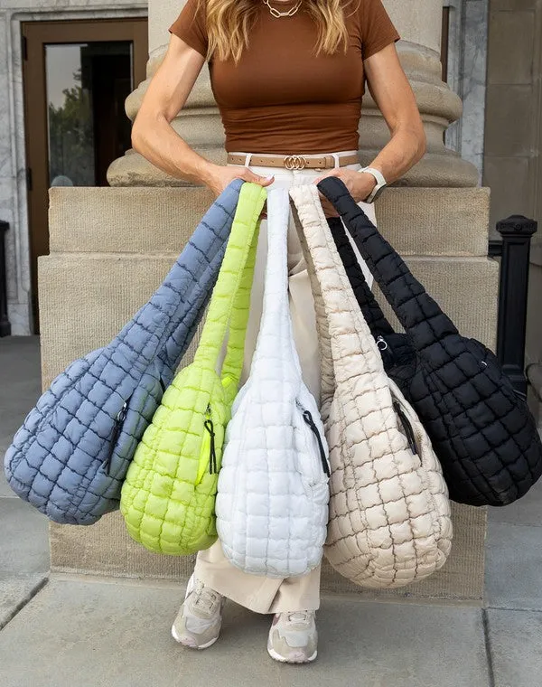 Stylish Quilted Puffer Nylon Tote Bag