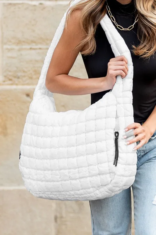 Stylish Quilted Puffer Nylon Tote Bag
