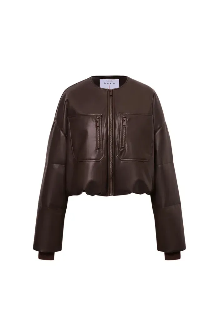 Thebe Faux Leather Puffer Jacket in Vegan Leather
