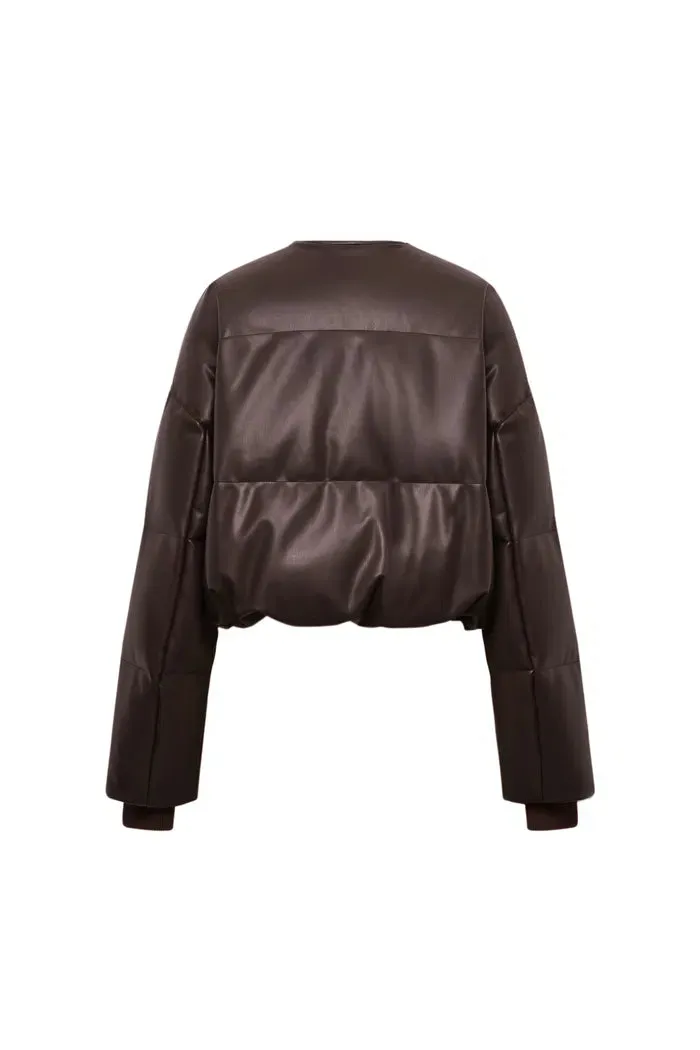 Thebe Faux Leather Puffer Jacket in Vegan Leather