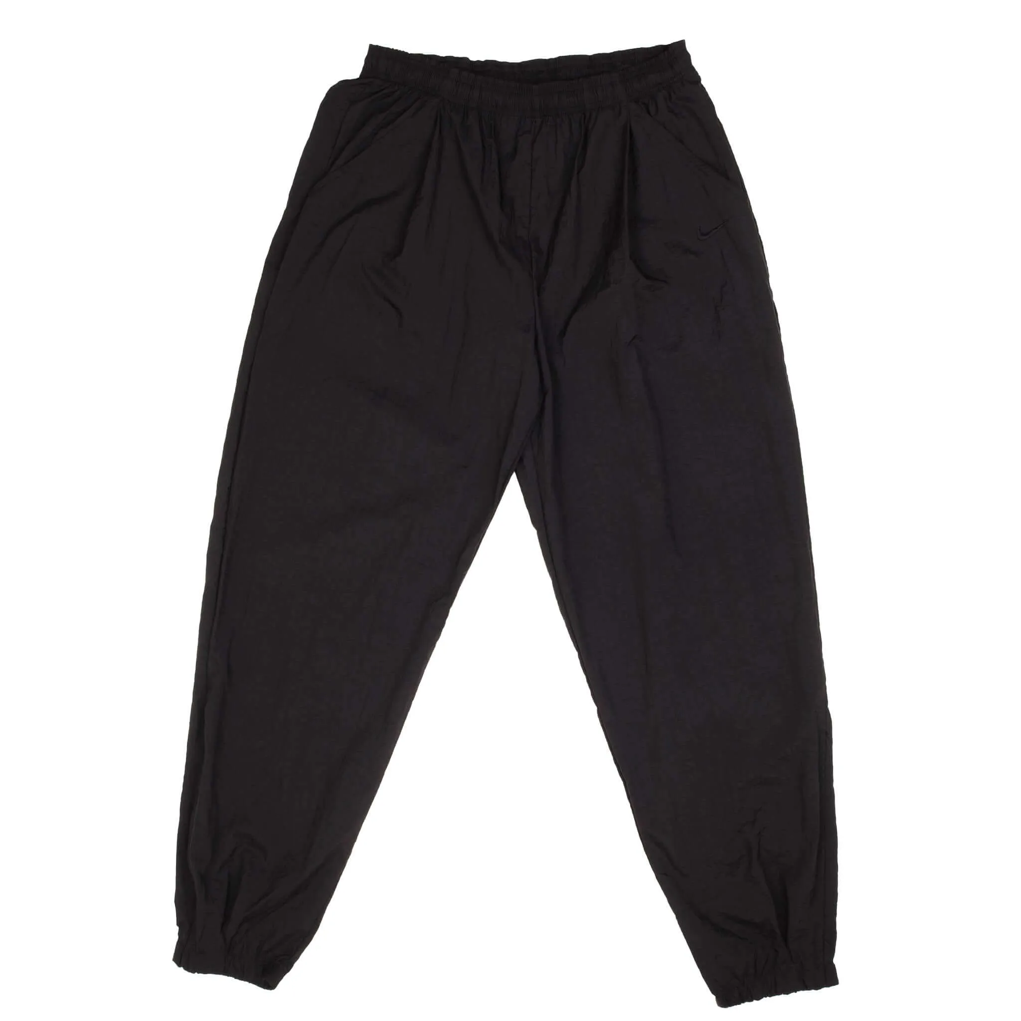 VINTAGE NIKE CLASSIC SWOOSH BLACK NYLON TRACK PANTS 1990S SIZE XL DEADSTOCK
