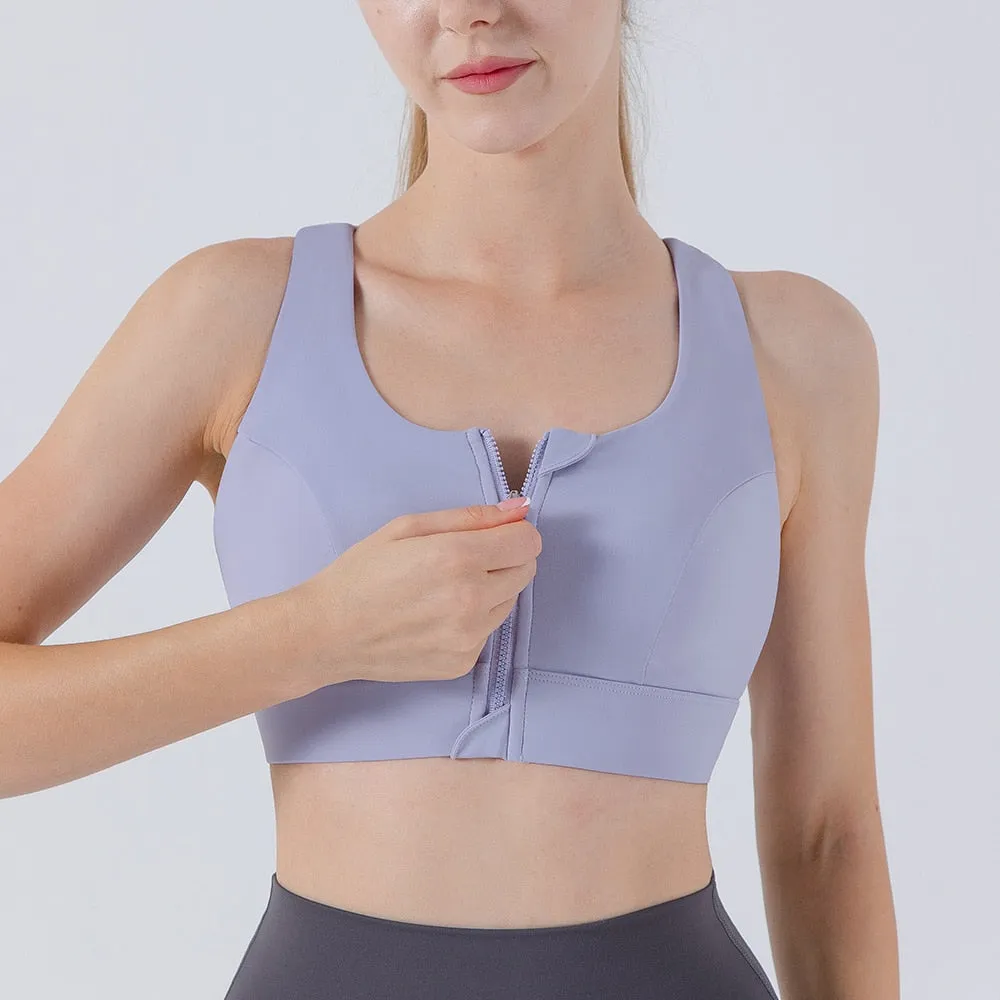 XlwsbcrWomen Yoga Bras Tights Crop Top Sports Vest Front Zipper Plus   Shockproof Gym Fitness Athletic Brassiere