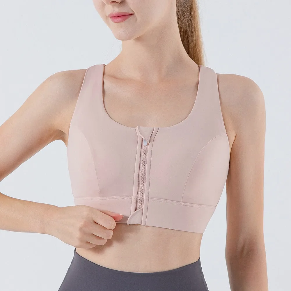 XlwsbcrWomen Yoga Bras Tights Crop Top Sports Vest Front Zipper Plus   Shockproof Gym Fitness Athletic Brassiere